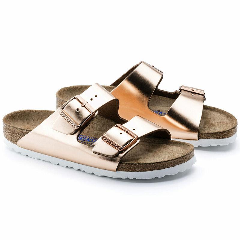 Birkenstock Soft Footbed Læder Arizona Dame Guld | DK 92NWY